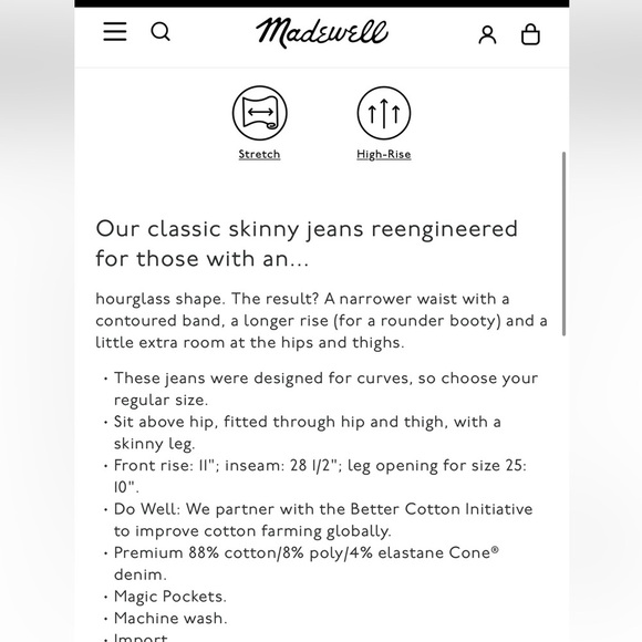 Madewell Curvy High-Rise Skinny Jeans in Hayes Wash - Picture 2 of 14